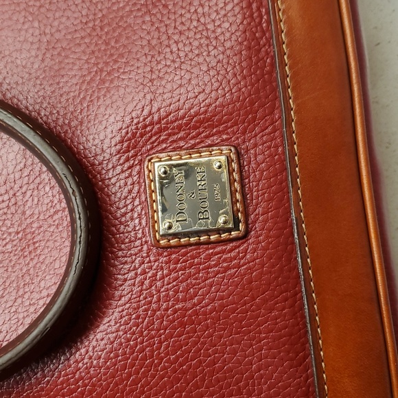 Dooney & Bourke Red & Brown Dome Pebbled Leather - Picture 6 of 16